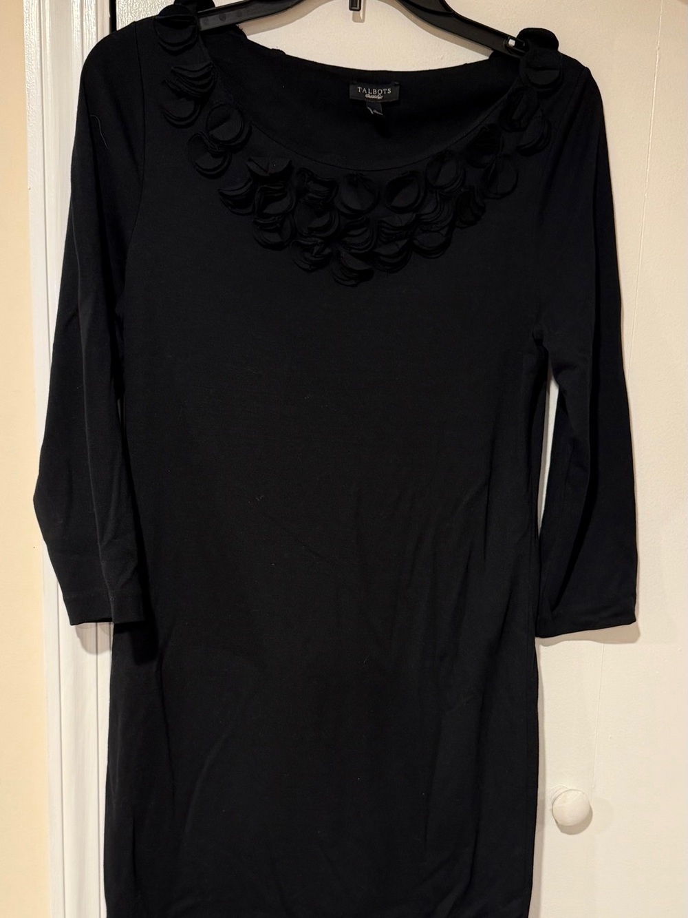 Talbots Black Dress with Rosette Trim
